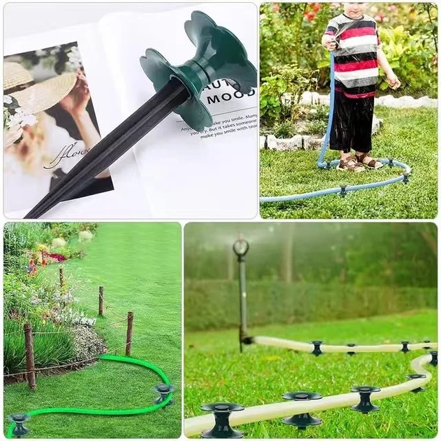 6PCS Water Pipe Hose Clamp Water Pipe Guide Wheel Plum Blossom Shaped Water Pipe Guide Ground Nail Garden Irrigation Supplies