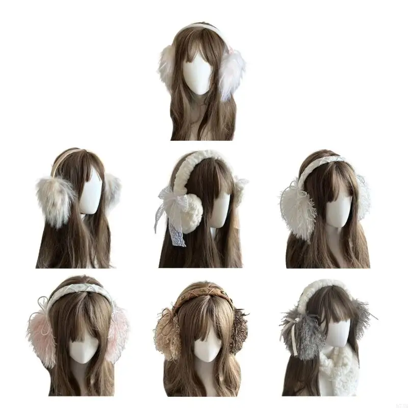 573B Bowknot Plush Ear Muffs for Bold Weather Fashion Ear Protction Warmers Shicay Furry Ear Muff for Women Gkiing