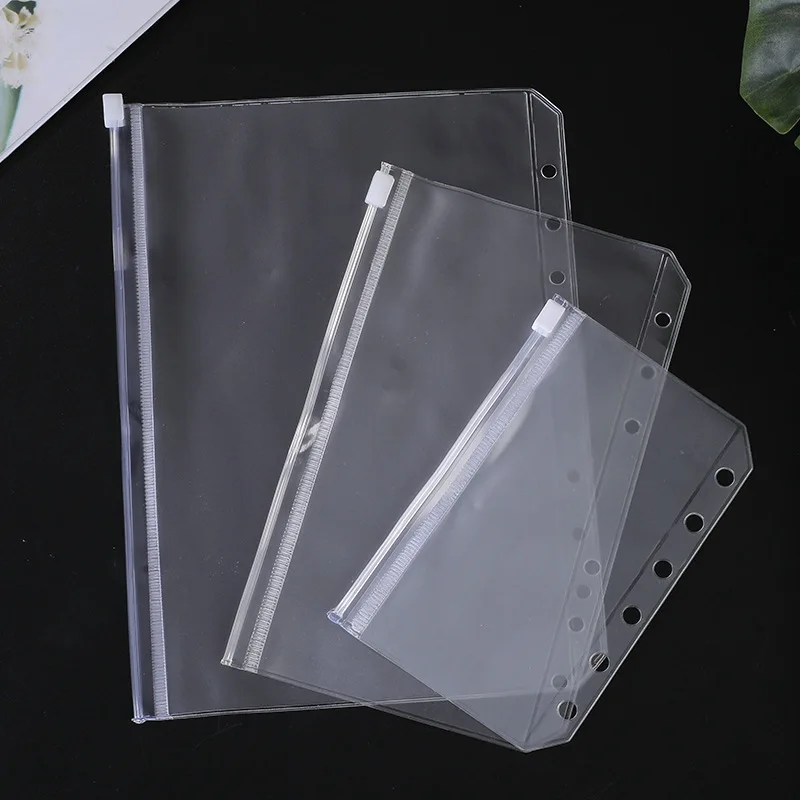 20pcs Cash Envelopes For Budgeting Clear Zipper Folders Binder Pockets Loose Leaf Bag For 6-Hole Pouch Document Filing