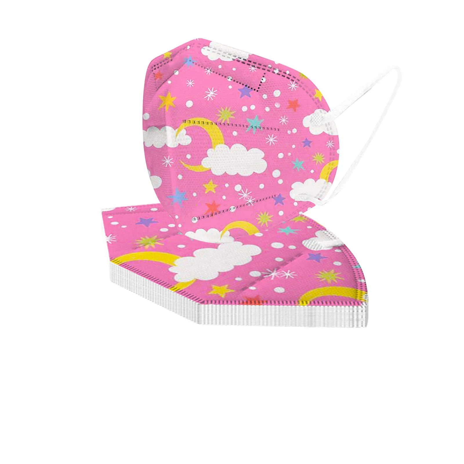 Colorful Kids Face Mask Trending 10pc Cute Cartoon Mouth Cover Bestseller Rainbow Star Cloud Children Protection Supplies T1