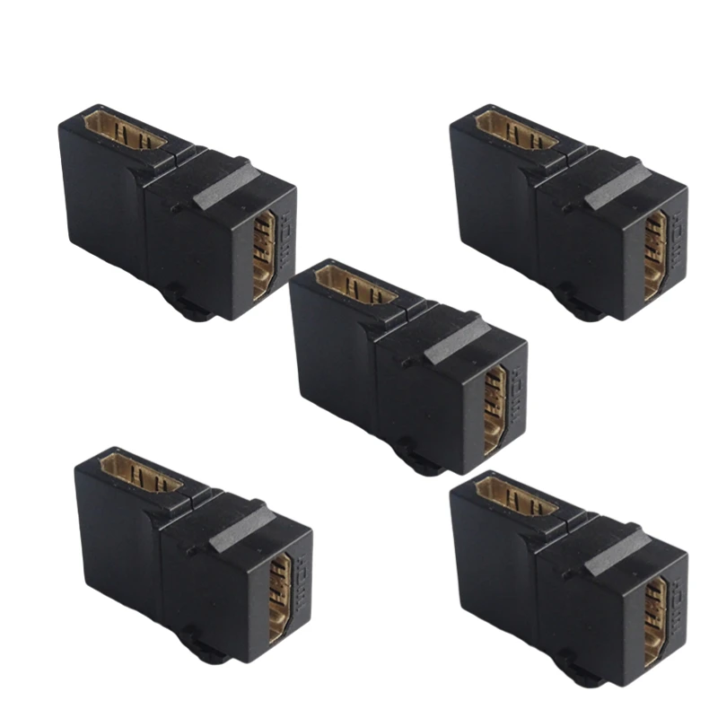 5-piece HDMI 2.0 version elbow 90 degree connector with hook support panel installation, black and white