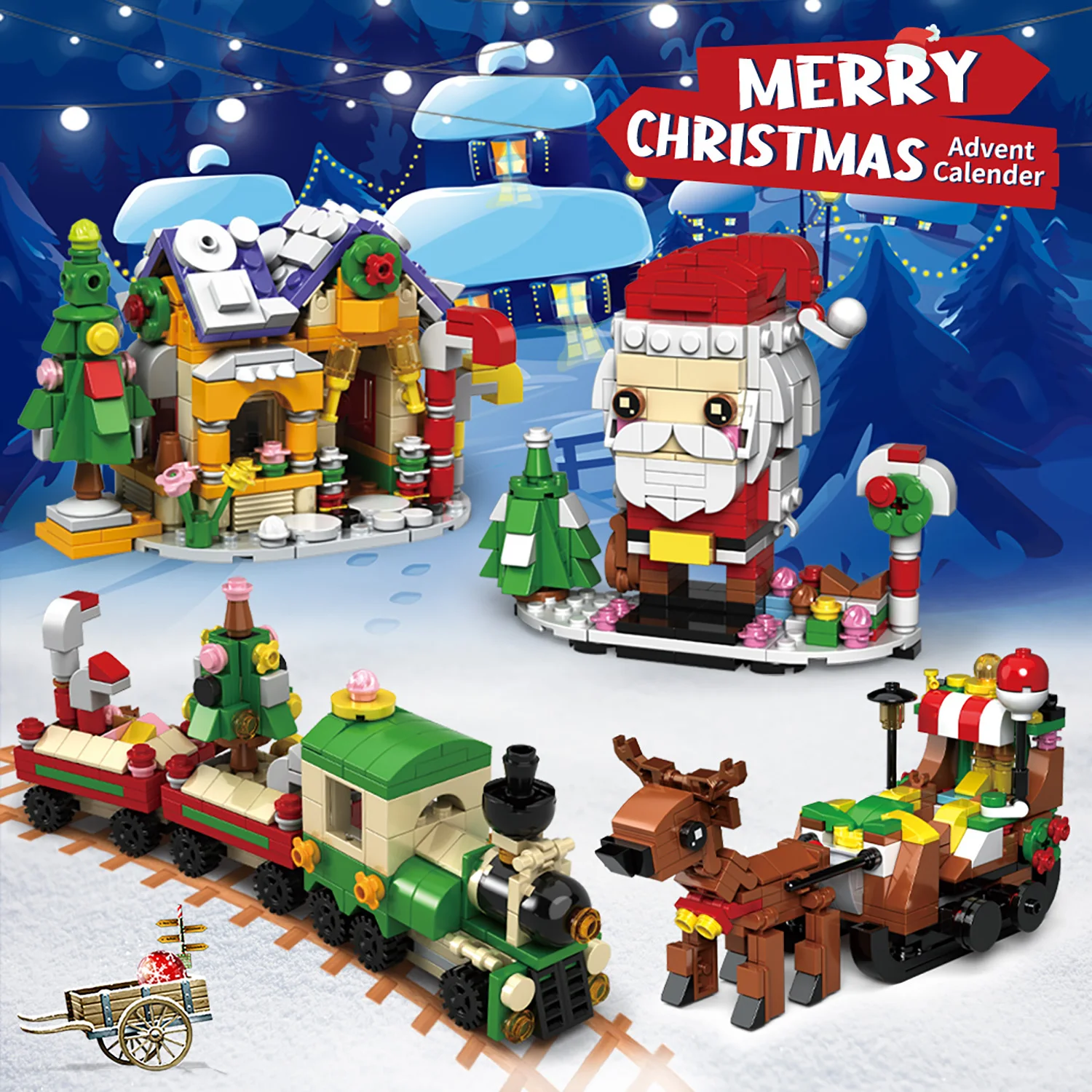 

Рождество 2024, строительные блоки, 24 дня обратного отсчета, календарь, семейство, рождественские поезда, Санта-Клаус, железнодорожный автомобиль, строительные блоки