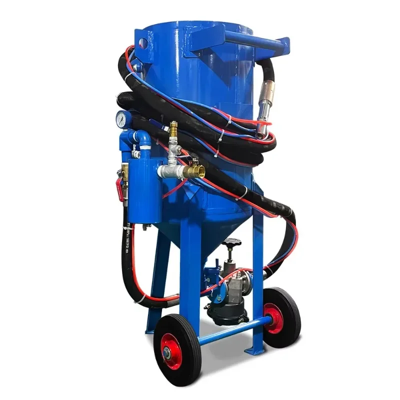Rust removal high pressure wet mobile sandblasting pot manual sandblasting machine tank dry wet sandblasting dust-free polishing