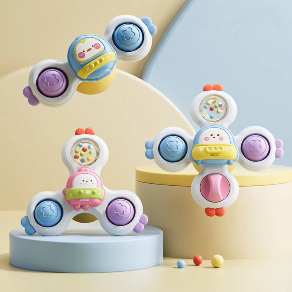 

3 шт./компл., детские игрушки для ванной комнаты с рисунком животных, вращающаяся погремушка на присоске, игрушки-спиннеры, прочный