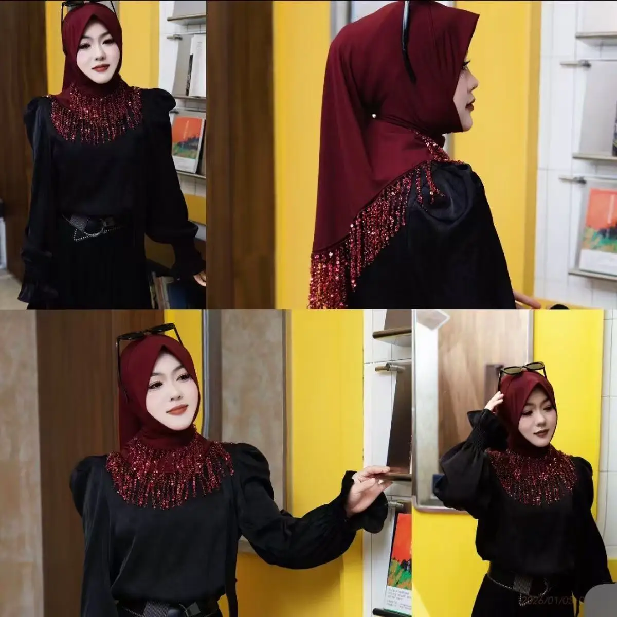 

Abaya Hijab Muslim Women Shawl Lace Headscarf Luxury Tassels Scarf Malaysia Prayer Kufi Islam Saudi Arabia Turban 05491