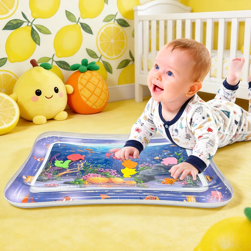 1 Red Octopus Ocean Theme Inflatable Water Mat for Babies, Thick PVC Sensory Play Mat, Educational Baby Toy, Ideal Birthday Gift