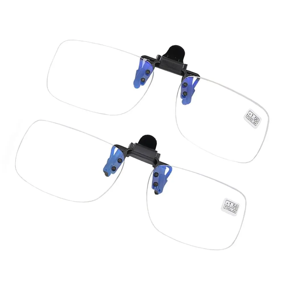 Ultra-light Clip Presbyopic Glasses Reading Glasses Flip Up Down Rimless Magnifying Glasses Lens With Clip +1.0 ~ +4.0