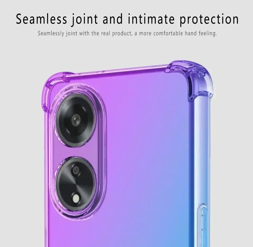 Casing transparan TPU gradien warna-warni fleksibel, sarung pelindung kantung udara Funda Capa untuk OPPO A79 5G A38 A18 A98 A78 A17K A57S A77