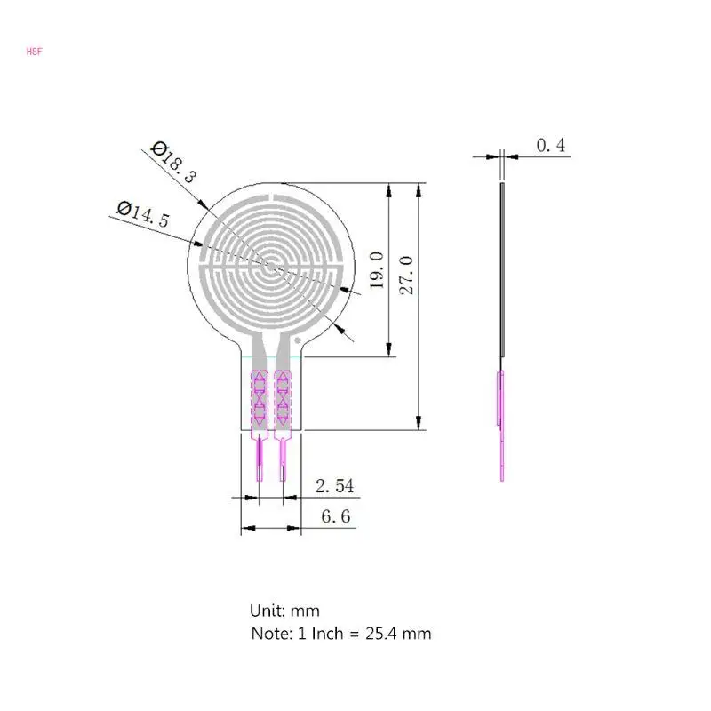 High Accuracy  Force  RP-C18.3-ST Flexible Thin Film Pressure  Intelligent