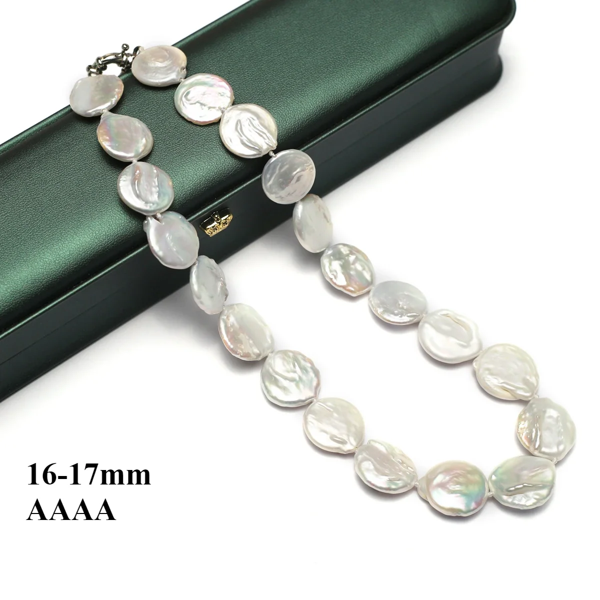 

16-17mm 4A Natural Freshwater White Pearl Baroque Large Round Flake Bead Jewelry Make DIY Necklace Bracelet Accessories 43-45cm