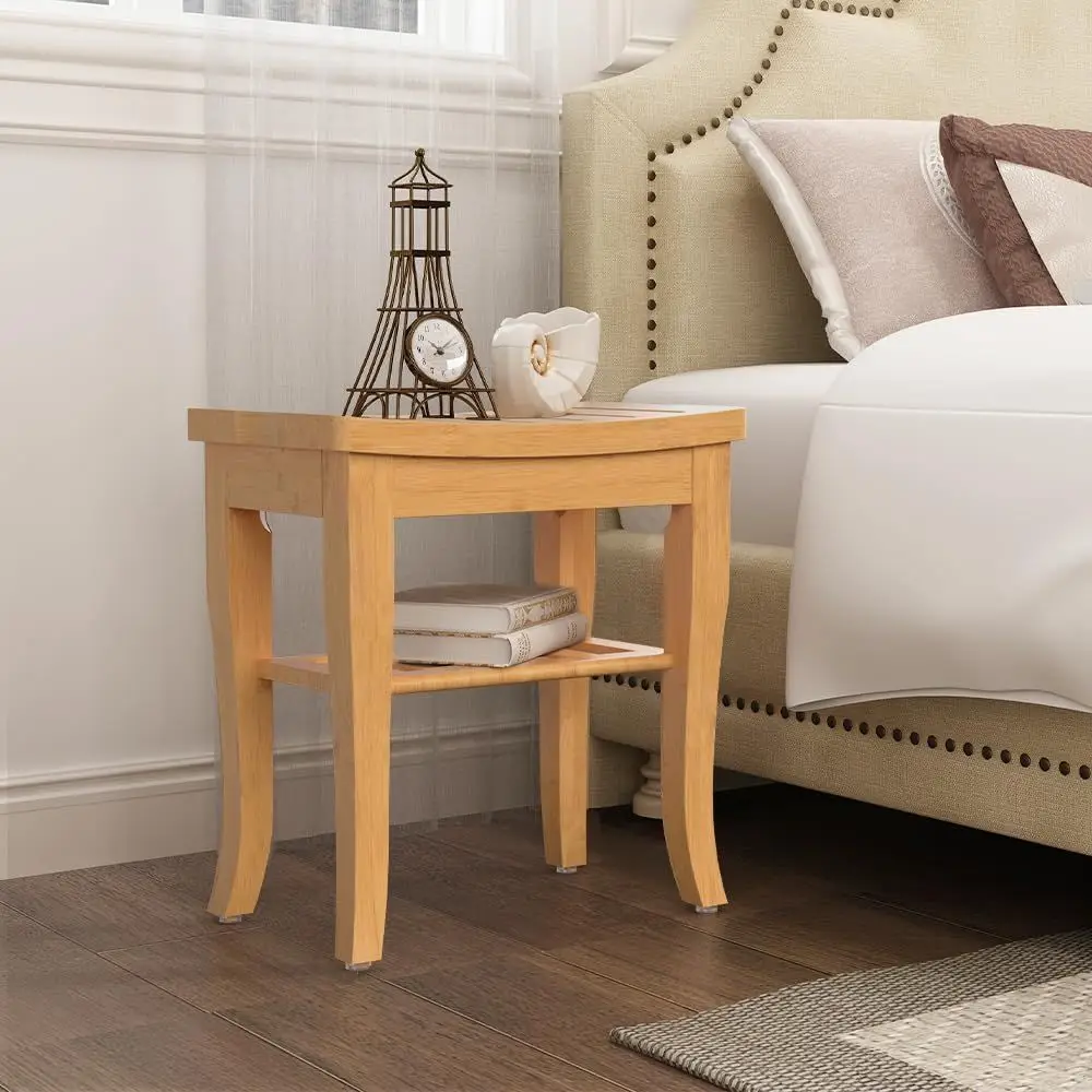 Banco de Chuveiro Estilo Spa em Bambu com Armazenamento para Uso Interno e Externo, Ideal para Adultos e Idosos