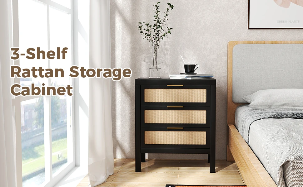 

Прикроватный сундук, прикроватная тумбочка, 3-слойный дизайн ящика большой емкости, многофункциональная деревянная прикроватная тумбочка для прикроватной тумбочки для спальни