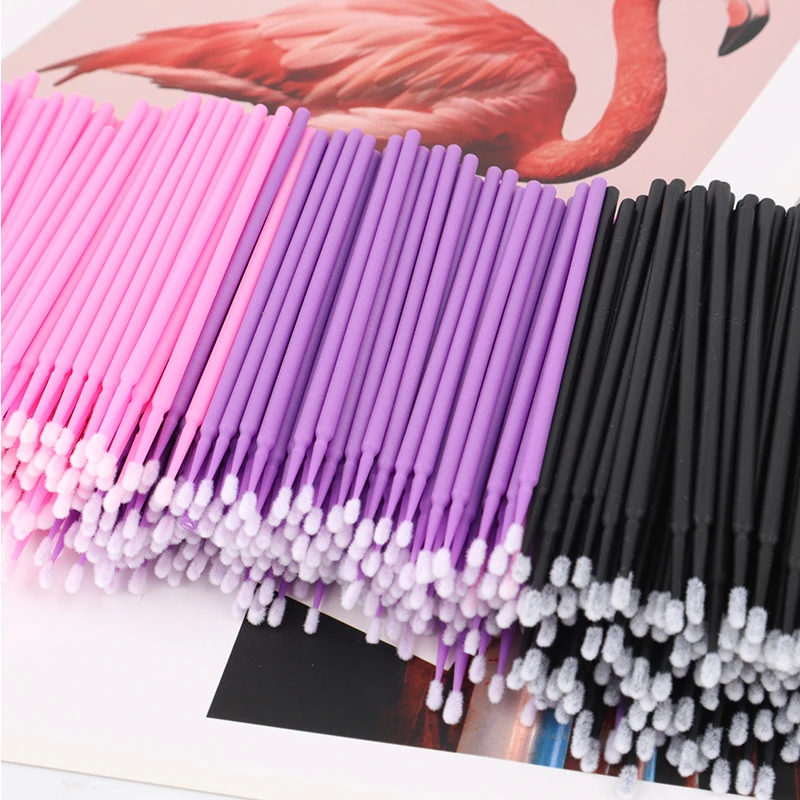 Winky Beauty 100/200pcs Micro Brushes Cotton Swab Eyelash Extension Disposable Eye Lash Glue Cleaning Brushes microbrush eyelash