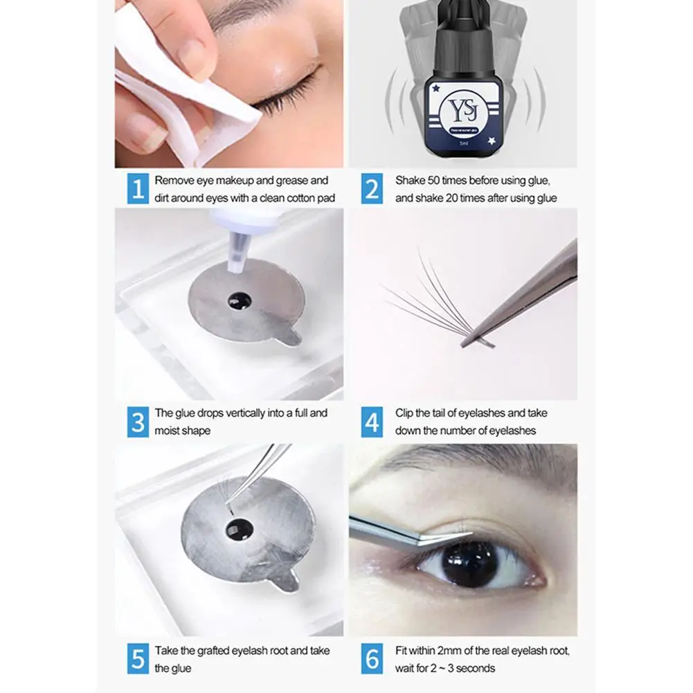 5ml Eyelashes Extension Glue Long Lasting Grafting Lashes Glue Quick Drying Adhesive Black Glue No Irritant Makeup Tool