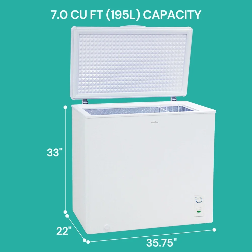 Large Chest Freezer 6.9 cu ft 195L Manual Defrost Storage Basket Space Saving Design Easy Access Defrost Drain Energy Efficient