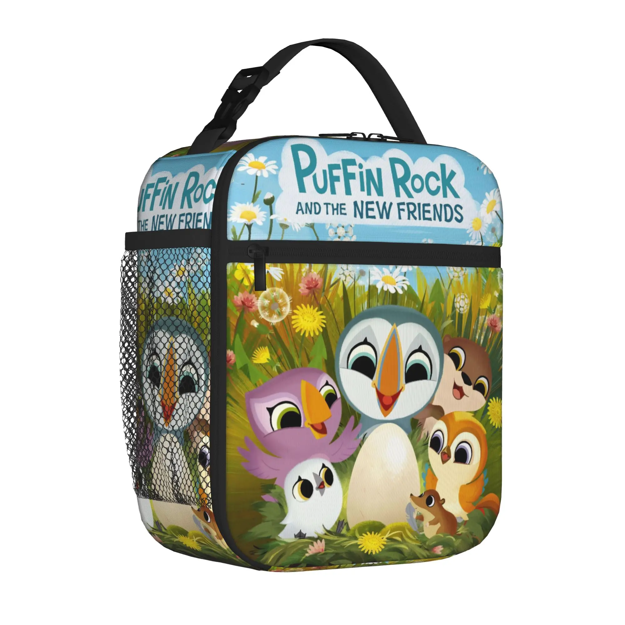 Puffin Rock Oona Baba Insulated Lunch Tote Bag for Outdoor Cartoon TV Watercolor Reusable Cooler Thermal Large Size Food Bag