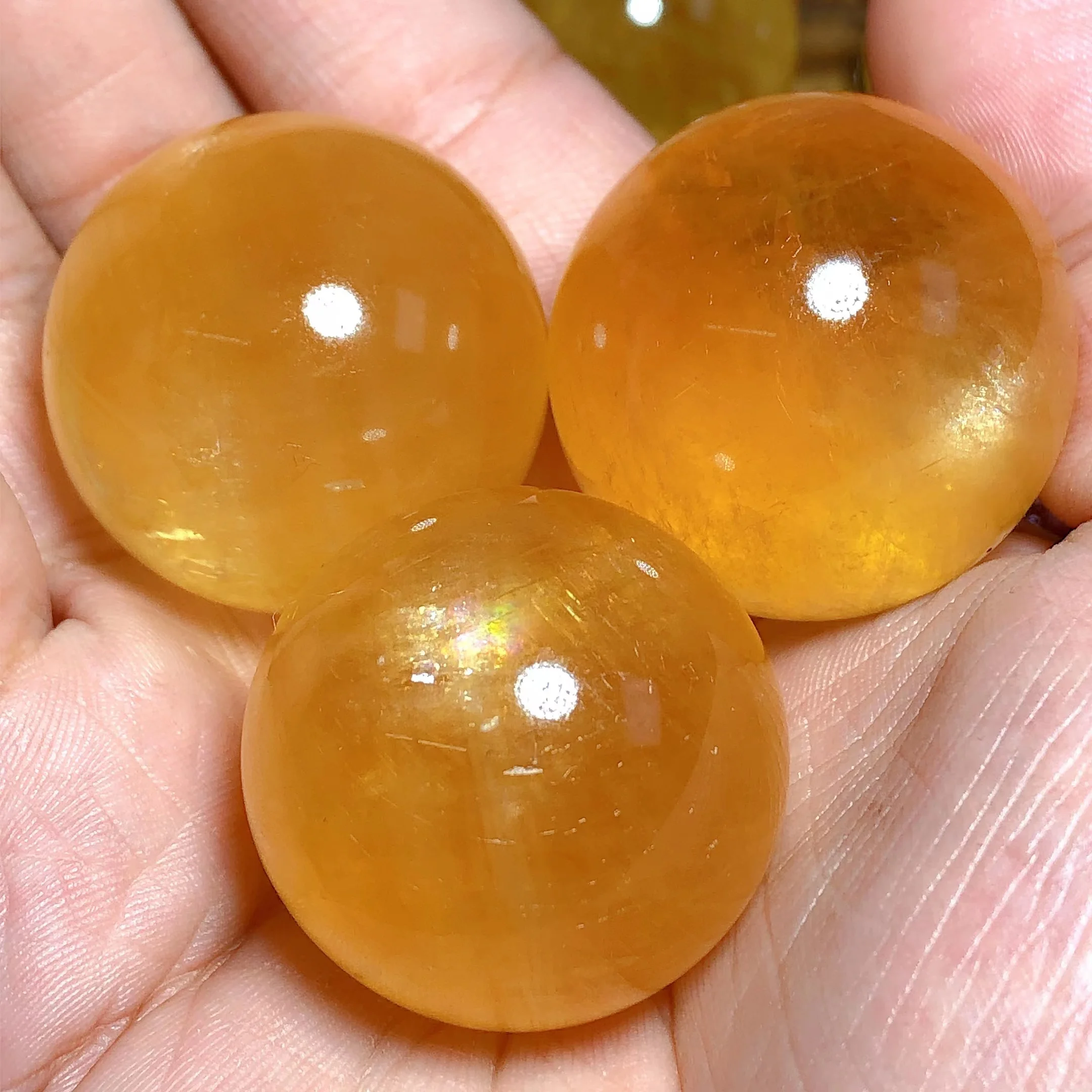 

Healing High Quality Natural Crystals Honey Calcite Rainbow Sphere Ball Home Decorations Polished Mineral Energy Room Decor