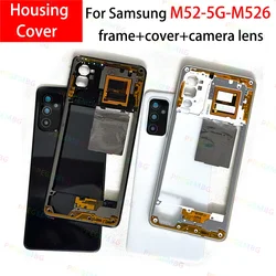 M52 5G M526 For Samsung Galaxy M52 Battery Case Housing Chassis Middle Frame Back Rear Cover Lid Panel  Camera Lens Repair Parts