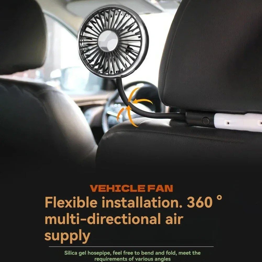 1pc Dual Head Car Clip Fan For Front/Rear SEAT Three Gears Adjustment  Home Automotive Blower Tools Accessories