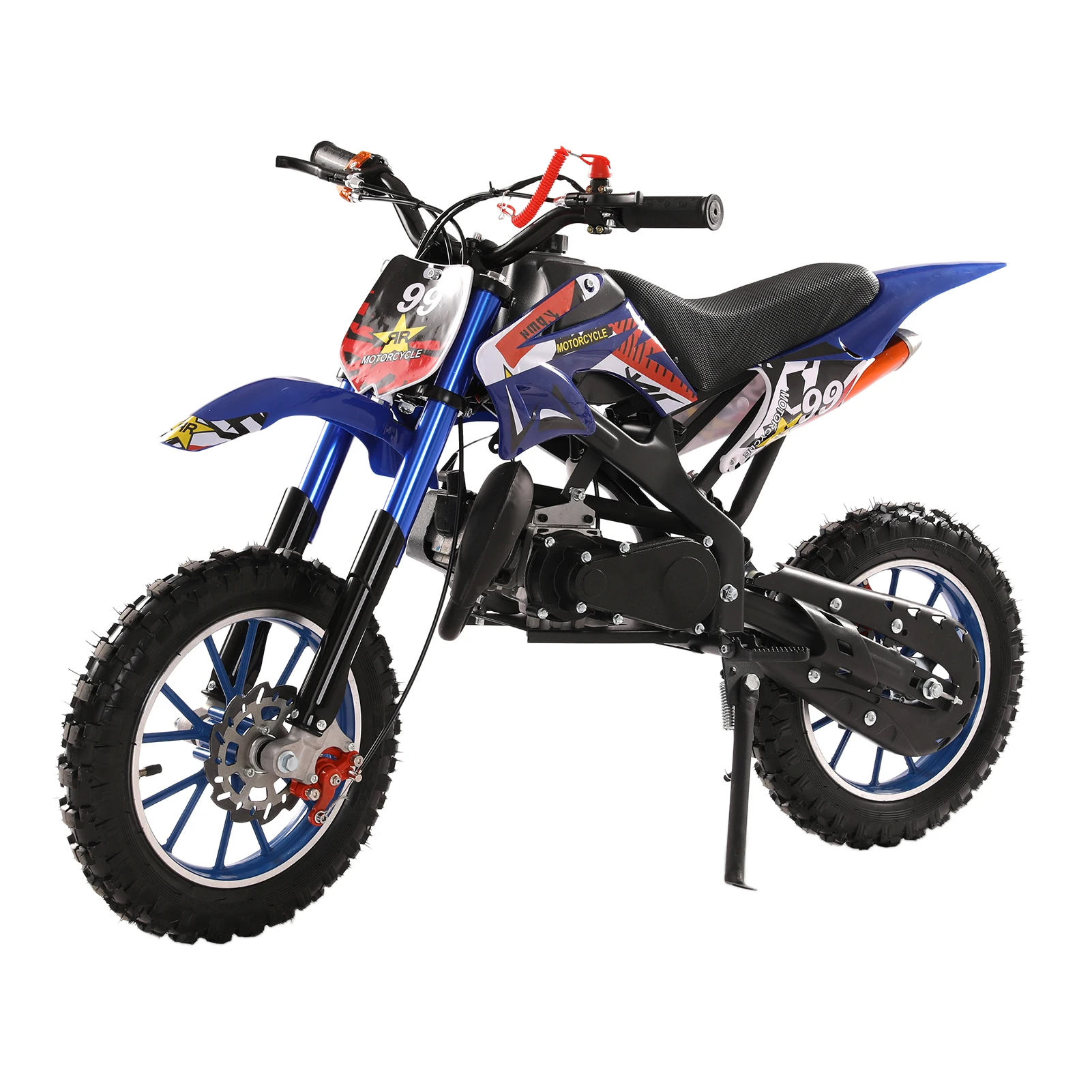 49cc 2 Stroke Kids Dirt Bike Gas Power Motocross Off Road Mini Motorcycle Front Rear Disc Brakes Max Speed 40km/h