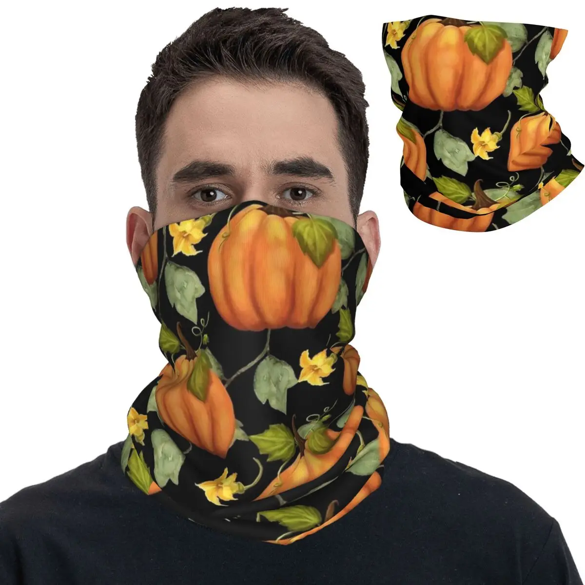 Herfst Pompoen Pompoenen Bandana Hals Cover Gedrukt Halloween Bivakmutsen Gezichtssjaal Multi-use Hoofddeksels Unisex Volwassen Winter