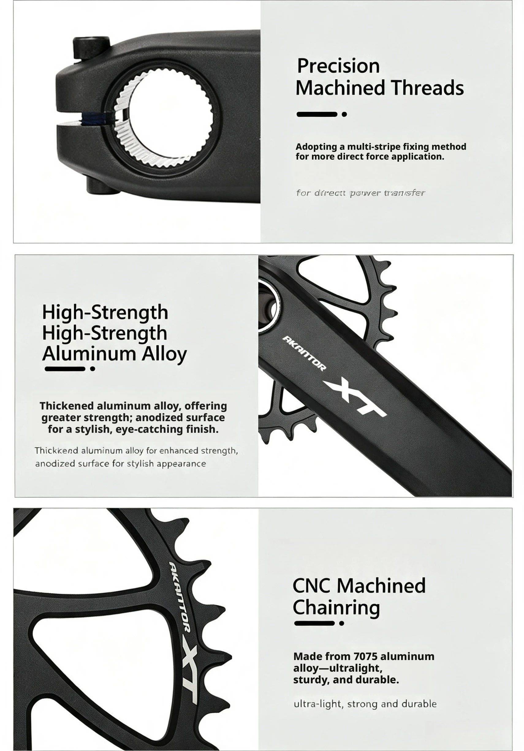AKANTOR XT Hollowtech MTB Kurbelgarnitur 104 BCD 170mm Fahrradkurbelarm 34-40T Kettenblatt 9-12-Gang Mountainbike Kurbelsatz – Detail 9