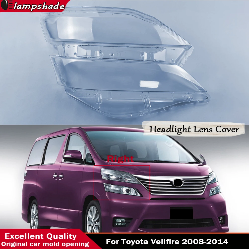 For Toyota Vellfire 2008 2009 - 2014 Headlamp Transparent Cover Headlight Shell Lampshade Case Plexiglass Replace Original Lens