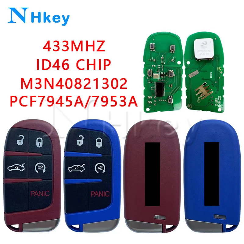 NH key FCCID:M3N40821302 ID46 Chip PCF7945A/7953A 433MHz Car Remote Key For Dodge Hellcat SRT Challenger Charger