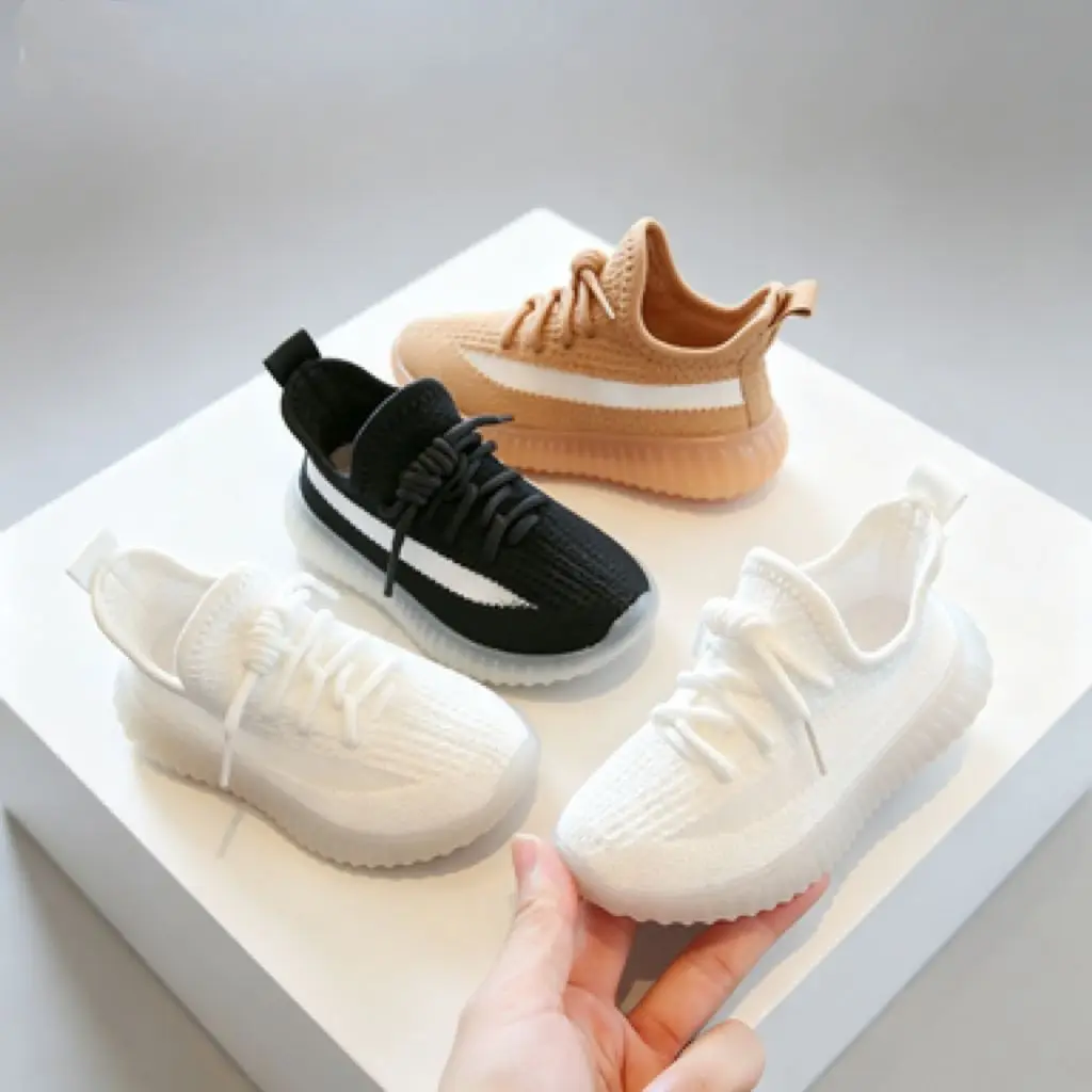 

Kids'Casual Shoes Solid Color Mesh Fashion Autumn Shoes For Children Soft Bottom Breathable Anti-slip Black White Size 21-38