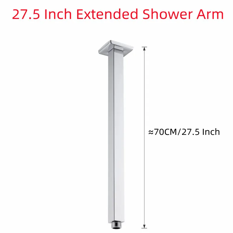 Ceiling Mounted 70CM Shower Extension Arm Tube Stainless Steel Chrome Shower Head Pipe Fixed Bar Rod For Bathroom Accessories