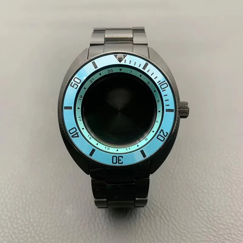 

44mm 6105 6309 Turtle Abalone Watch Case and Stainless Steel Bracelet Set Fit NH35 Movement Watch Case and 22mm Watch Stap Kits
