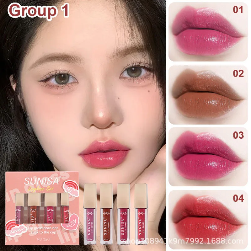 3 Pcs Matte Lipstick Lip Gloss Sets  Longlasting Red Nude Nude Liquid Lipsticks Non-stick Cup Lip Tint Makeup Pigment