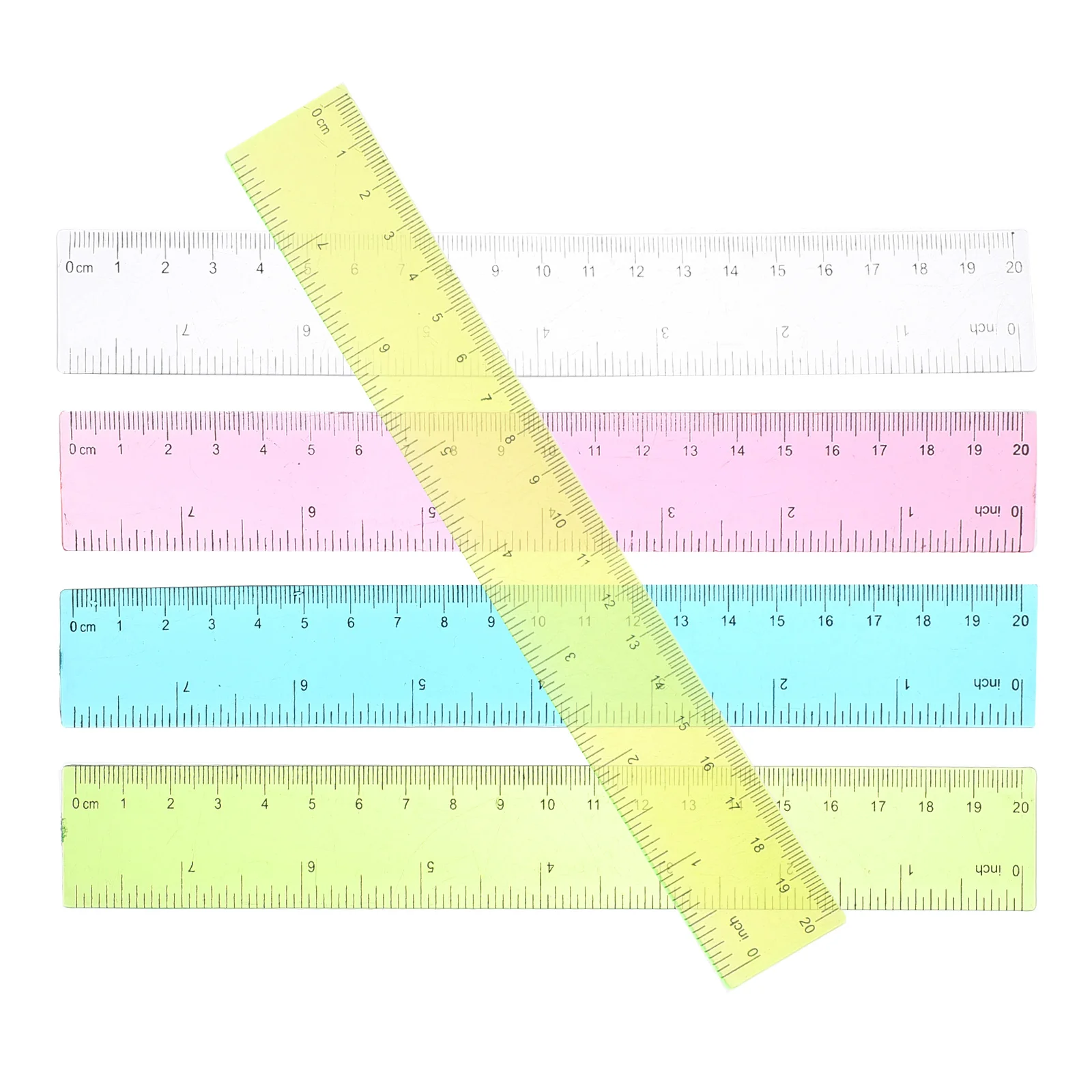 5Pcs Colorful Plastic Ruler Set Lightweight Flexible Straight Measuring Tool for Drawing Office School Architecture Design