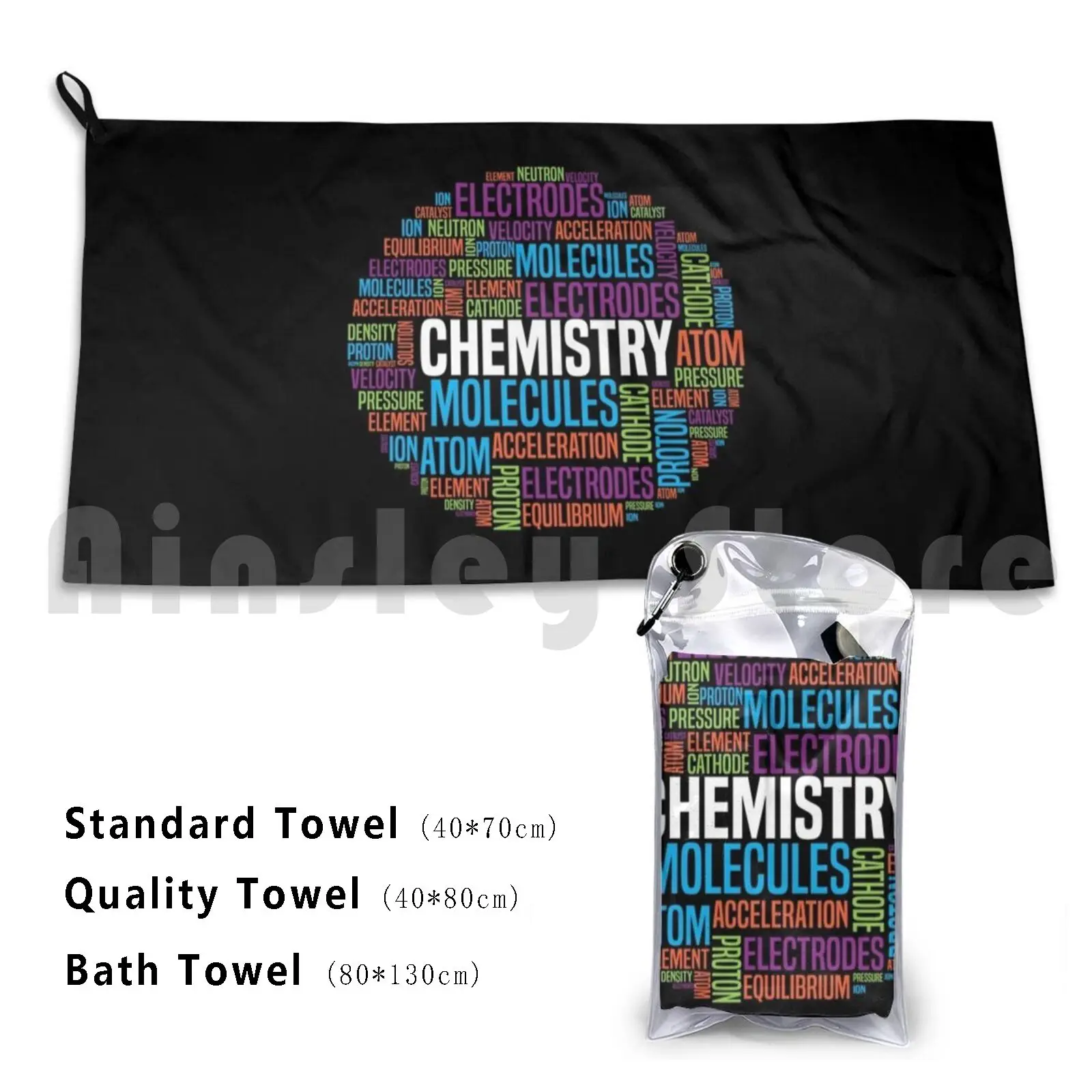 Chemist Chemistry Teacher Student Professional Gift Beach Towel Quick Dry Quality Towel Chemistry Terms Chemistry