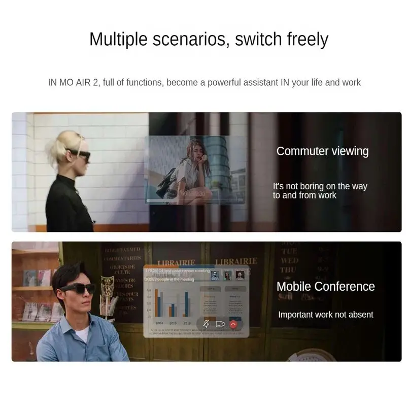 نظارات INMO AIR 2 AR الواقع المعزز AR + AIGC مع كاميرا رباعية النواة 2 + 32 جيجابايت تدعم نظارات GPT AI AR #6