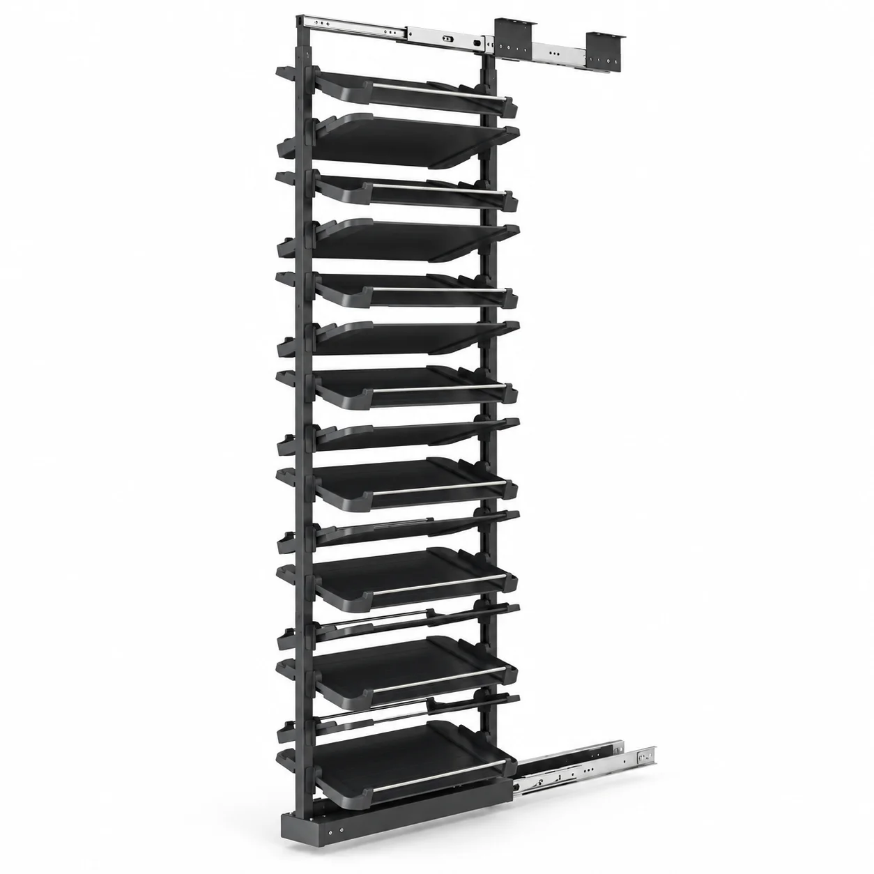Pull Out Telescopic Shoe Rack, Multi-Tier Staggered Closet Organizer for Shallow or Deep Cabinets, Space Saving Storage