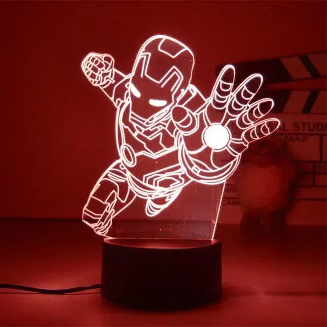 

Marvel 3D nightlight Spider-Man Iron Man Captain America action figure Lamp Avengers USB Remote control bedroom decorative light