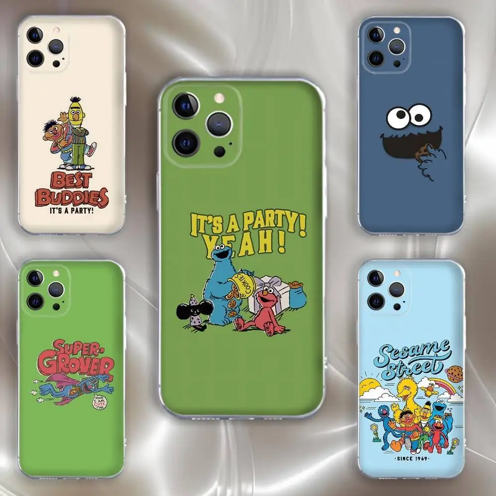 

Anime S-Sesame-S- Street-s Phone Case For iPhone 16,15,14,13,12,11 Pro,Max,Plus,X,XS,XR,SE,Mini Transparent Silicone Soft