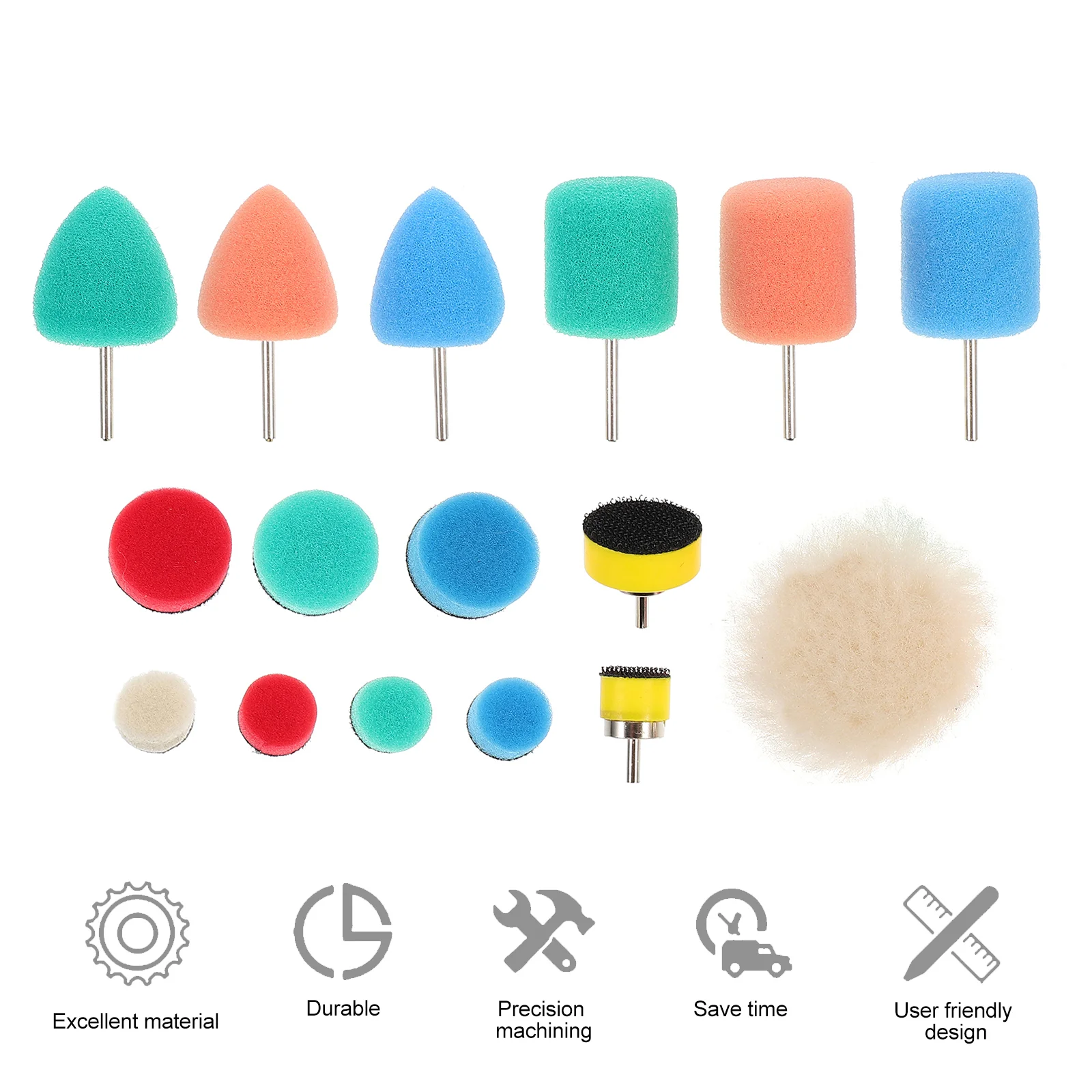 16 Pcs Polishing Sponge Buffing Wheel Vehicle Polisher Equipment Kit Drill Car Pads Mop Mops