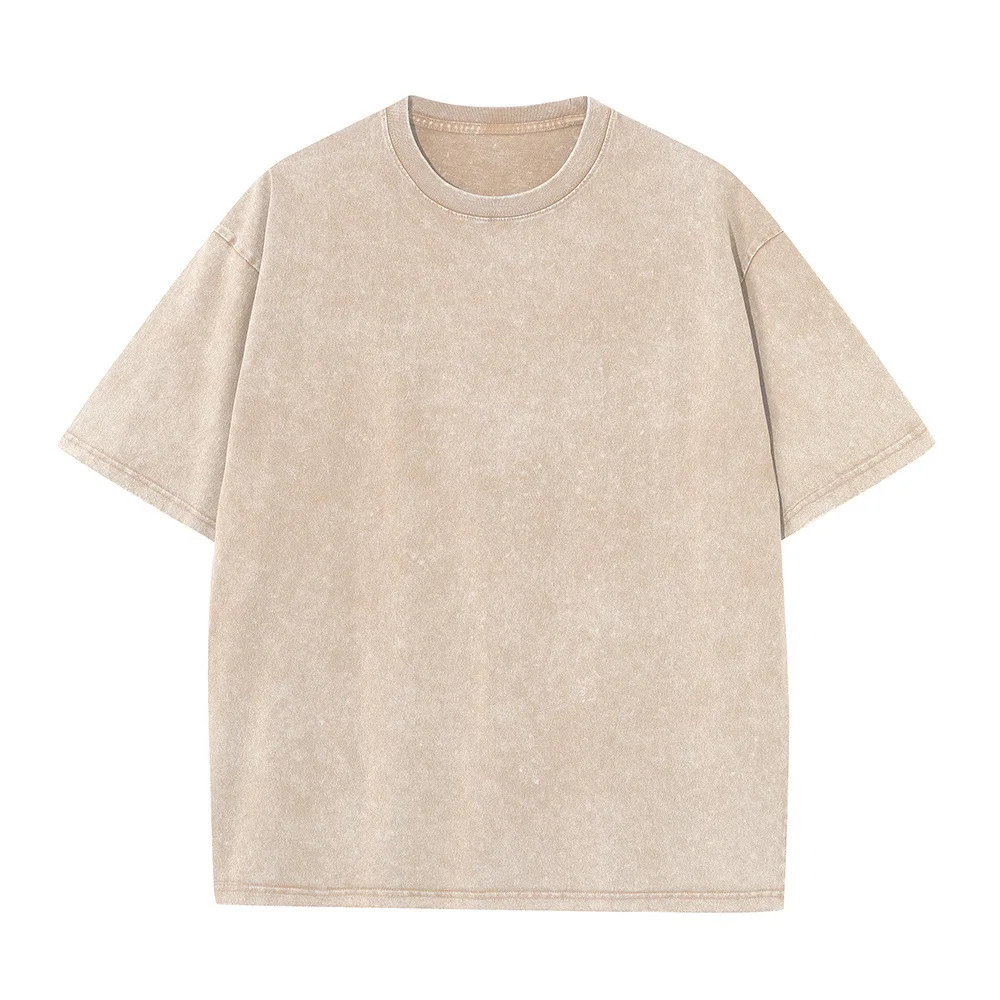 Mannen Zomer T-shirt 230G Zwaar Katoen Vintage Gewassen T-shirts Oversized Korte Mouw Losse Streetwear Korte Mouw Tops tee - afbeelding 1