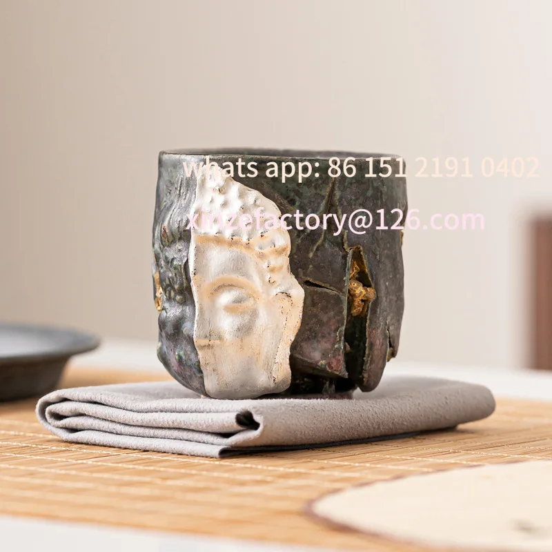 Customizable burnt ceramic cup handmade merchandise high-end retro teacup tea cup