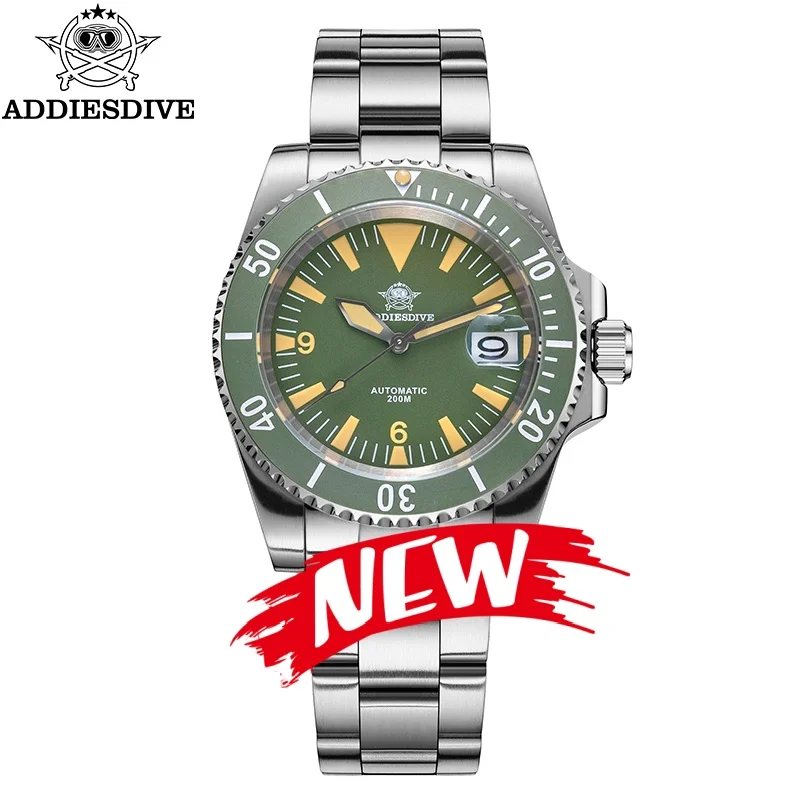 

ADDIESDIVE Automatic Mechanical Watches Calendar 316L Stainless Steel Ceramic Bezel Sapphire 20Bar Diver Luminous Men's Watch