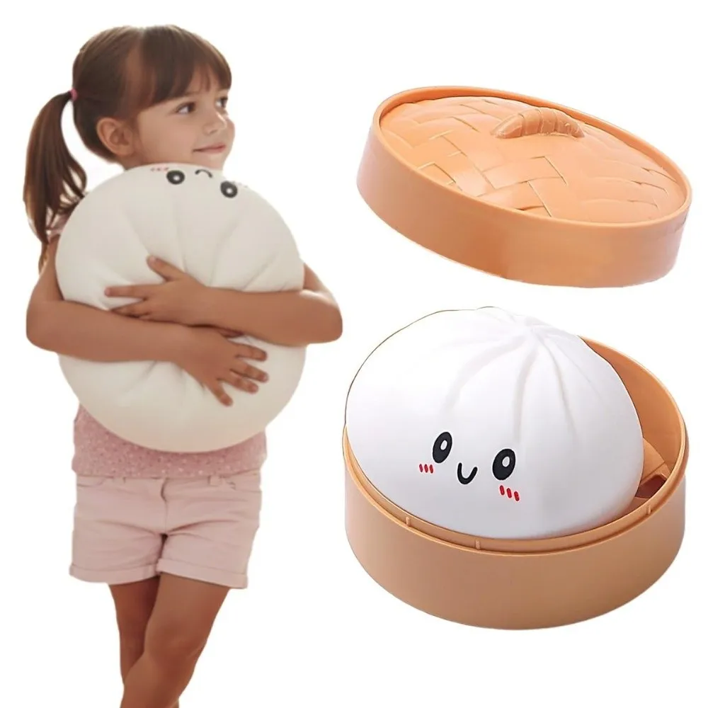 

Soft Steamed Stuffed Bun Squishy Pinch Le Fidget Toy with Steamer Box Stress Relief Sensory Ball Squeeze Decompression Dough