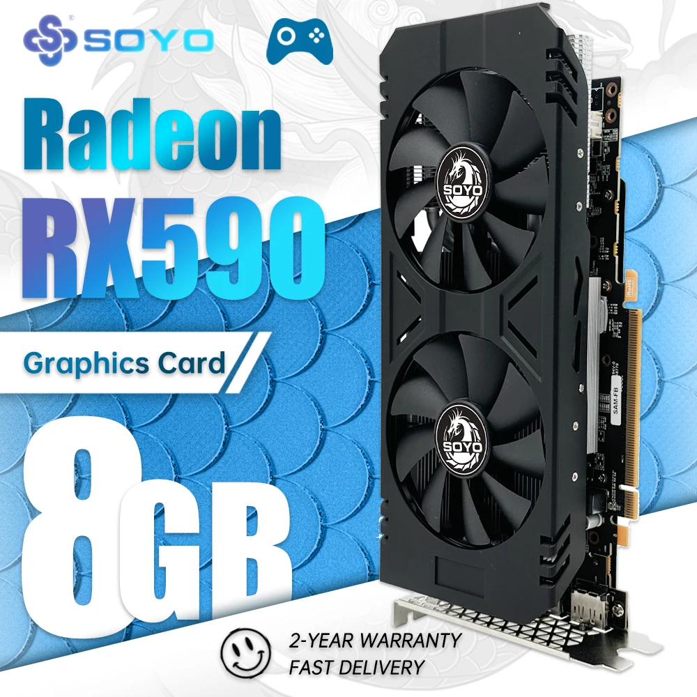 

SOYO Brand New AMD RX 590 8GB 2304SP Video Graphics Card GDDR5 GPU 256Bit rx590 8g for computer desktop esports game Office