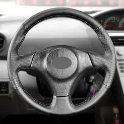 For Toyota Corolla (US) RAV4 Celica Matrix Lexus IS200 300 Hand Sewing Braid on Car Interior Steering Wheel Black Leather Cover