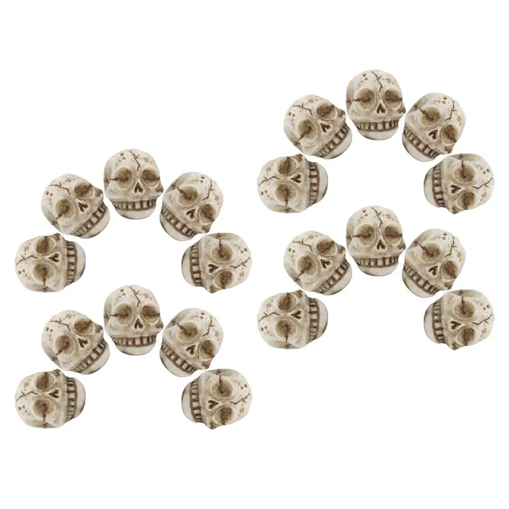 20Pcs Resin Smiling Skull Statue Outdoor Garden Lawn Aquarium Decor Weather Resistant Lightweight Halloween Skull Ornament