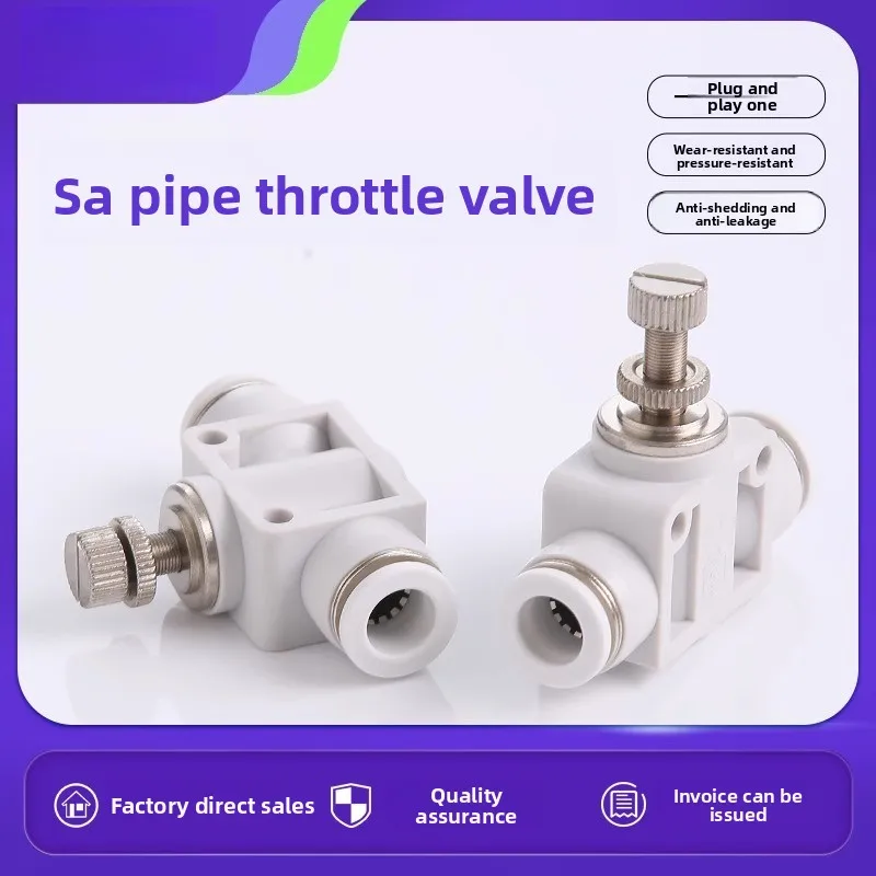 

SA White Air Tube Connector LSA4 Flow Control Valve PA6 8-12 Adjustable Speed 10