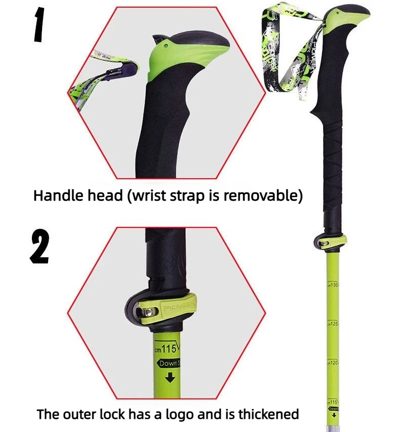 Folding Trekking Poles Carbon Fiber 5 Section Ultralight Hiking Sticks for Trail Walking Climbing Stick Mountaineering With Bag