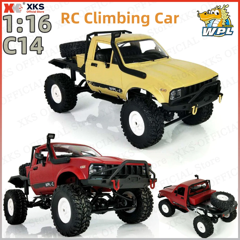 XKS WPL C14 1/1 على الطرق الوعرة RC شبه شاحنة 4WD 2.4G 2CH 15km/h هيكل معدني إطارات TPR لعبة شاحنة التحكم عن بعد هدية للبنين والأطفال