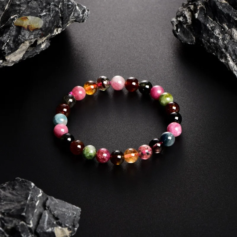 Tourmaline Crystal High Quality Single Circle 8mm Jade Women Bracelet